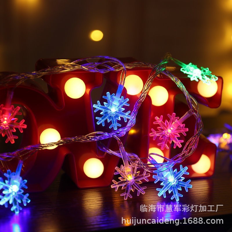 Lámpara decorativa solar con cadena de luces LED en forma de copo de nieve