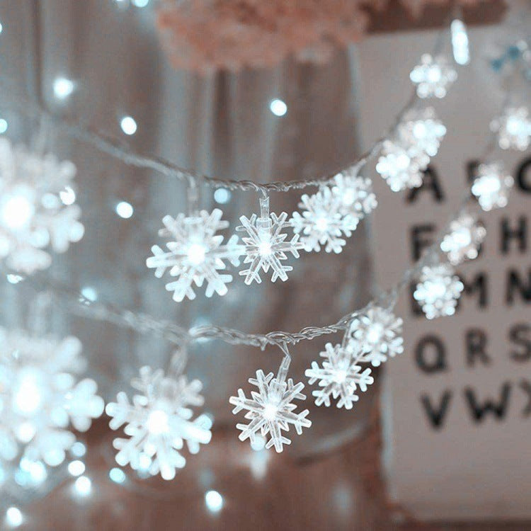 Lámpara decorativa solar con cadena de luces LED en forma de copo de nieve