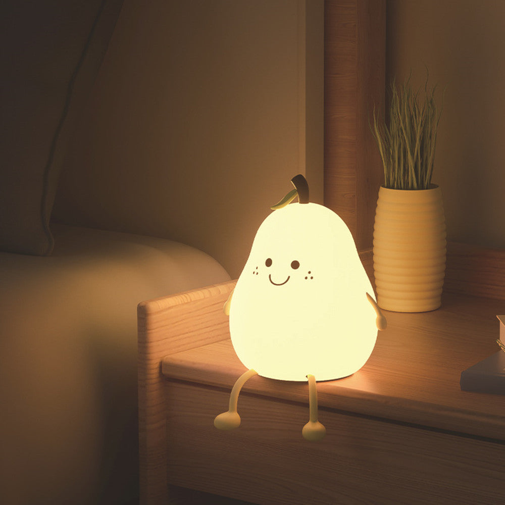 Lámpara de noche LED con forma de pera, recargable por USB, con atenuación táctil, de silicona, para dormitorio, mesita de noche, regalo para pareja, Boby Light