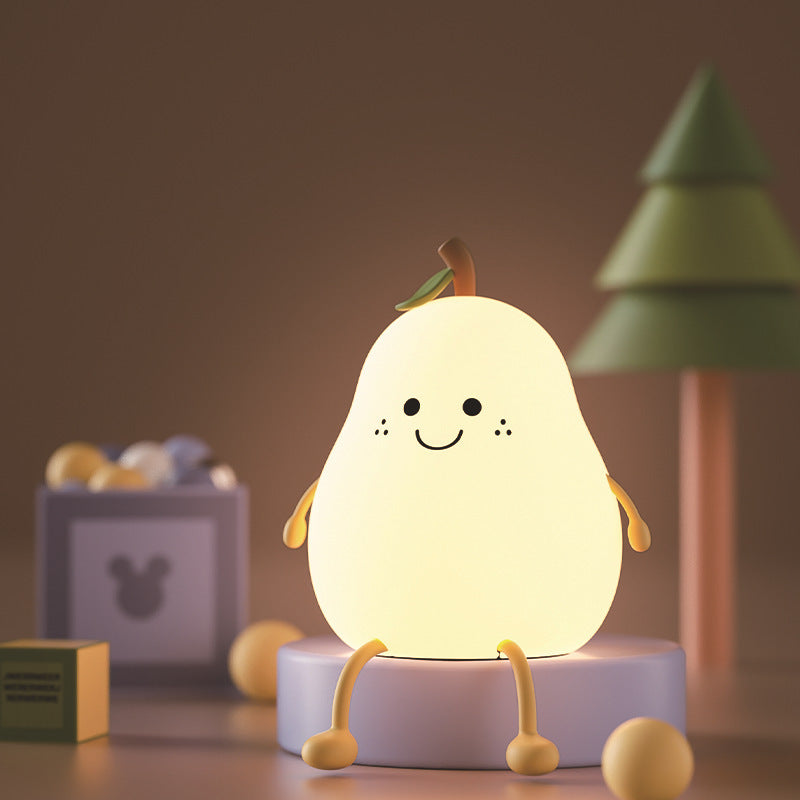 Lámpara de noche LED con forma de pera, recargable por USB, con atenuación táctil, de silicona, para dormitorio, mesita de noche, regalo para pareja, Boby Light