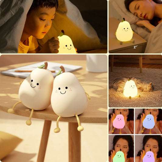 Lámpara de noche LED con forma de pera, recargable por USB, con atenuación táctil, de silicona, para dormitorio, mesita de noche, regalo para pareja, Boby Light