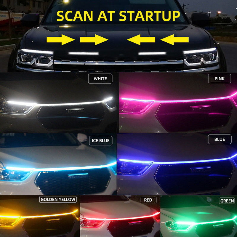Luz LED de conducción diurna, escaneo, arranque, luces decorativas para capó de automóvil, guía para capó de motor de automóvil, lámpara ambiental decorativa de 12 V