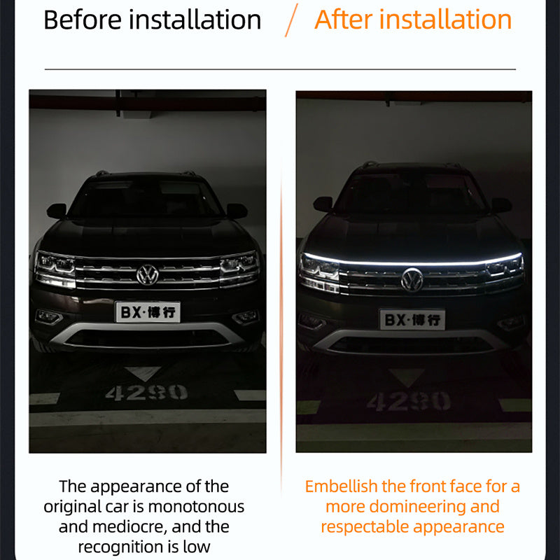 Luz LED de conducción diurna, escaneo, arranque, luces decorativas para capó de automóvil, guía para capó de motor de automóvil, lámpara ambiental decorativa de 12 V
