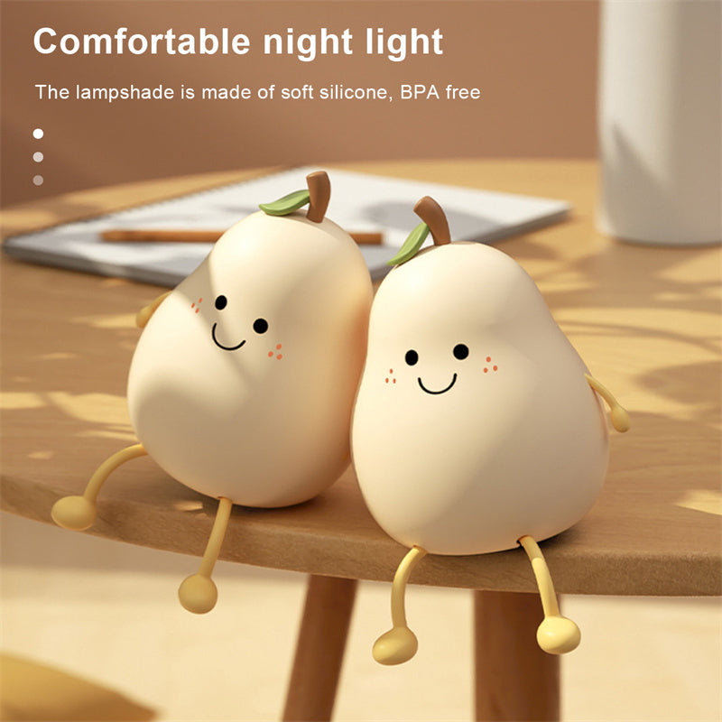 Lámpara de noche LED con forma de pera, recargable por USB, con atenuación táctil, de silicona, para dormitorio, mesita de noche, regalo para pareja, Boby Light