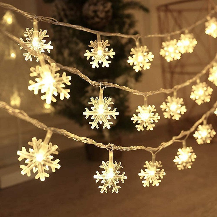 Lámpara decorativa solar con cadena de luces LED en forma de copo de nieve